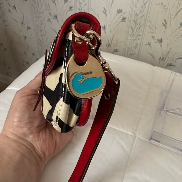 Dooney & Bourke Leather Zebra Wristlet with Red Trim - Picture 3 of 13